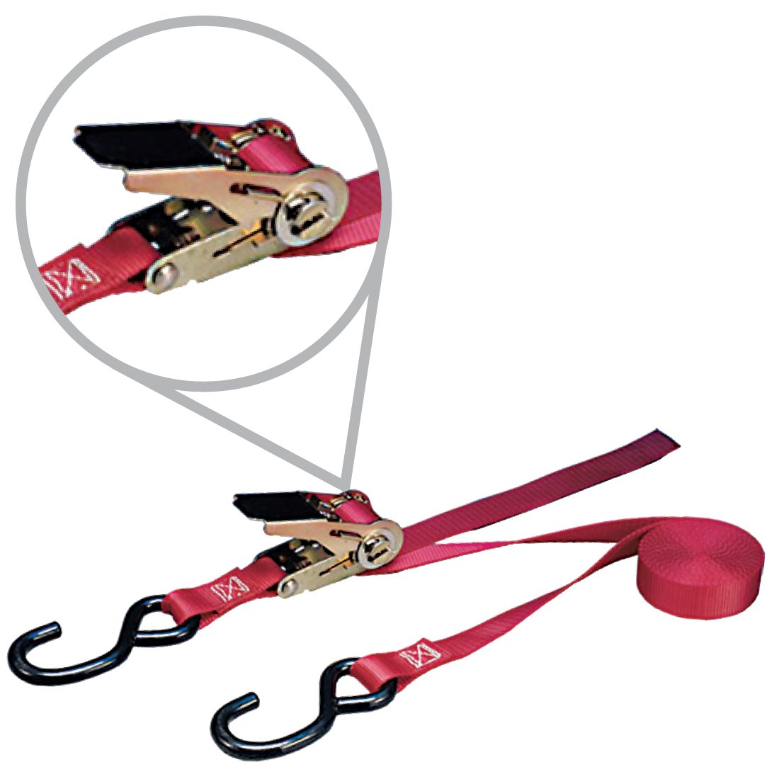 Ratchet Strap with S-Hooks 1 Inch