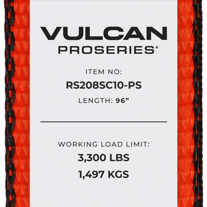 VULCAN Snap Hook Car Tie Down With Flat Chain Tail Ratchet  96 Inch - 3,300 Pound Safe Working Load