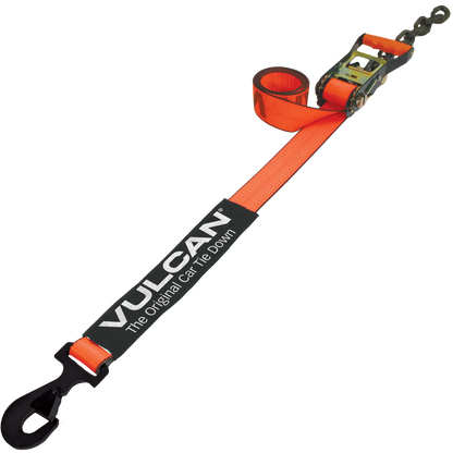 VULCAN Snap Hook Car Tie Down With Flat Chain Tail Ratchet  96 Inch - 3,300 Pound Safe Working Load