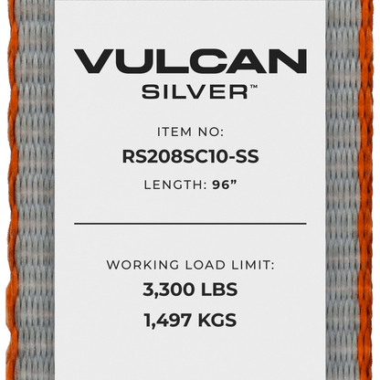 VULCAN Snap Hook Car Tie Down With Flat Chain Tail Ratchet  96 Inch - 3,300 Pound Safe Working Load