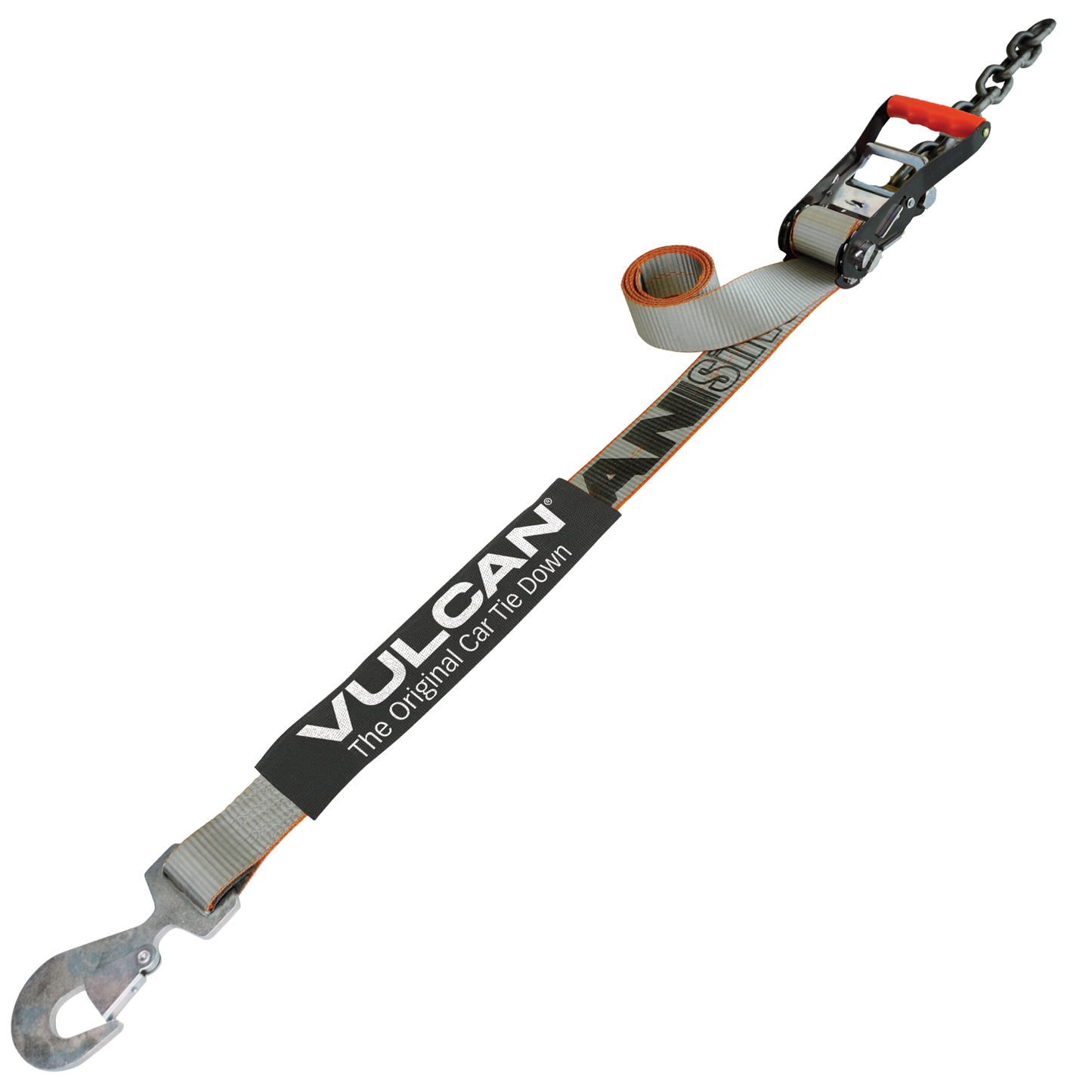 VULCAN Snap Hook Car Tie Down With Flat Chain Tail Ratchet  96 Inch - 3,300 Pound Safe Working Load