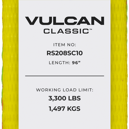 VULCAN Snap Hook Car Tie Down With Flat Chain Tail Ratchet  96 Inch - 3,300 Pound Safe Working Load