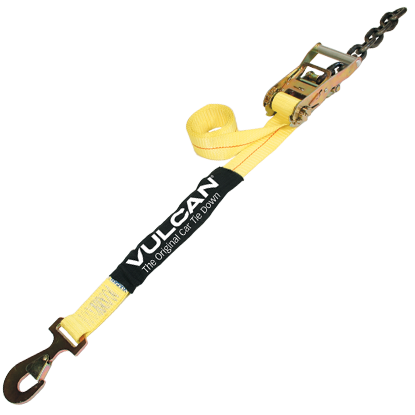 VULCAN Snap Hook Car Tie Down With Flat Chain Tail Ratchet  96 Inch - 3,300 Pound Safe Working Load