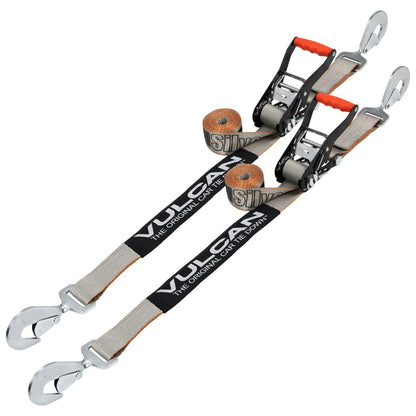 VULCAN Car Tie Down with Twisted Snap Hooks - 96 Inch, 2 Pack - 3,300 Pound Safe Working Load