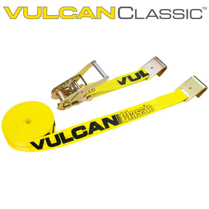 VULCAN Ratchet Strap with Flat Hooks - 2 Inch - 3,300 Pound Safe Working Load