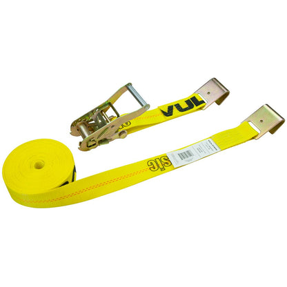 VULCAN Ratchet Strap with Flat Hooks - 2 Inch - 3,300 Pound Safe Working Load