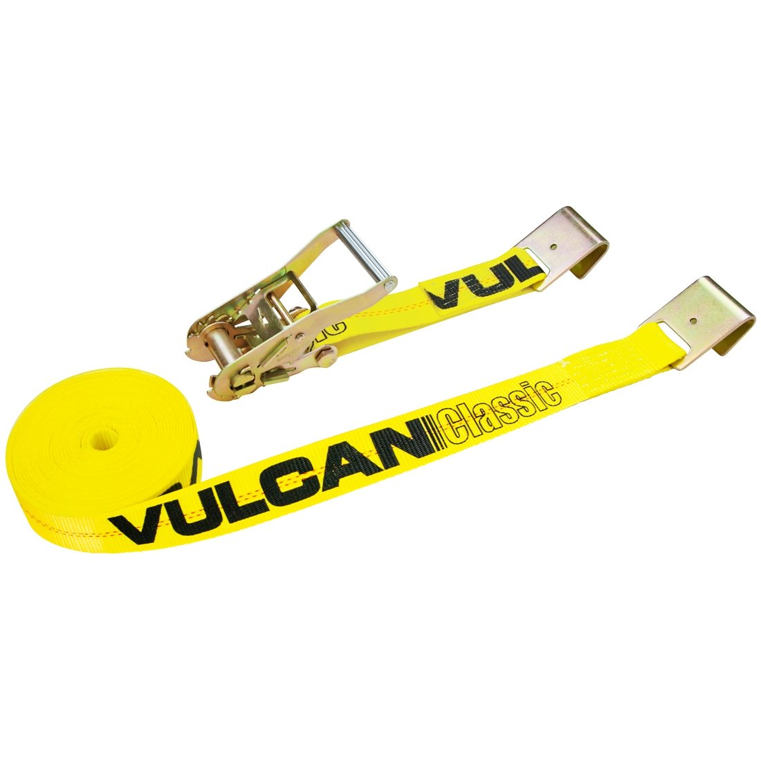 VULCAN Ratchet Strap with Flat Hooks - 2 Inch - 3,300 Pound Safe Working Load