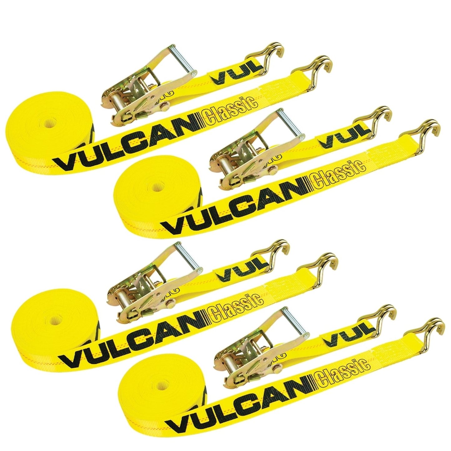 VULCAN Ratchet Strap with Wire Hooks - 2 Inch - 3,300 Pound Safe Working Load