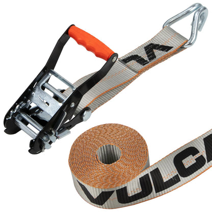 VULCAN Ratchet Strap with Wire Hooks - 2 Inch - 3,300 Pound Safe Working Load