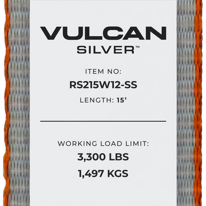 VULCAN Ratchet Straps with Wire J Hooks - 2 Inch x 15 Foot, 4 Pack - 3,300 Pound Safe Working Load