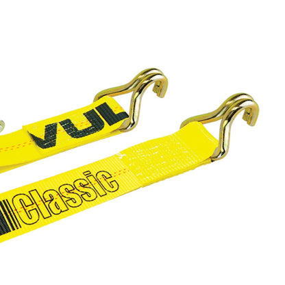 VULCAN Ratchet Straps with Wire J Hooks - 2 Inch x 15 Foot, 4 Pack - 3,300 Pound Safe Working Load