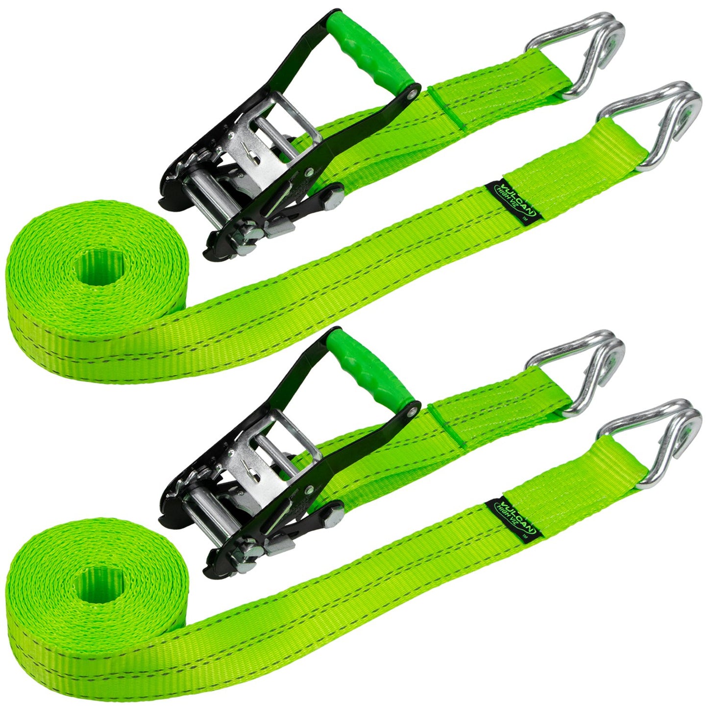 VULCAN Ratchet Strap with Wire Hooks - 2 Inch - 3,300 Pound Safe Working Load