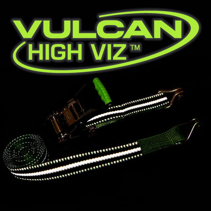 VULCAN Ratchet Strap with Wire Hooks - 2 Inch - 3,300 Pound Safe Working Load