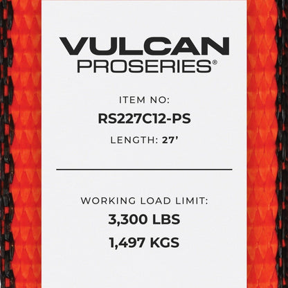 VULCAN Ratchet Strap with Chain Anchors - 2 Inch - 3,600 Pound Safe Working Load