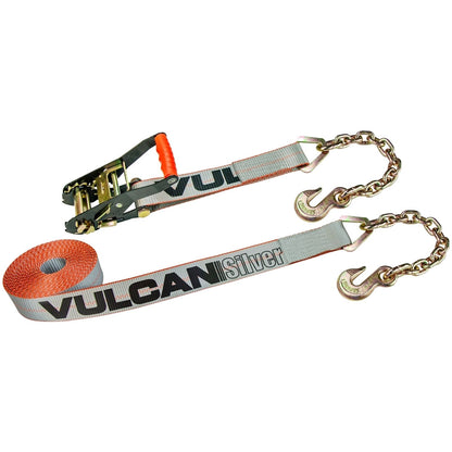 VULCAN Ratchet Strap with Chain Anchors - 2 Inch - 3,600 Pound Safe Working Load