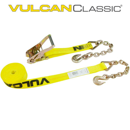 VULCAN Ratchet Strap with Chain Anchors - 2 Inch - 3,600 Pound Safe Working Load