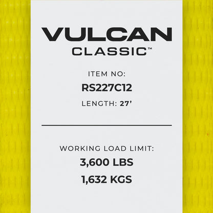 VULCAN Ratchet Strap with Chain Anchors - 2 Inch - 3,600 Pound Safe Working Load