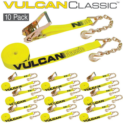 VULCAN Ratchet Strap with Chain Anchors - 2 Inch - 3,600 Pound Safe Working Load