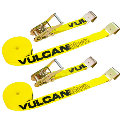 VULCAN Ratchet Strap with Flat Hooks - 2 Inch - 3,300 Pound Safe Working Load