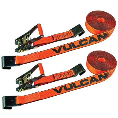 VULCAN Ratchet Strap with Flat Hooks - 2 Inch - 3,300 Pound Safe Working Load