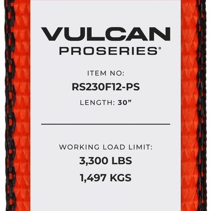 Scratch And Dent VULCAN Ratchet Strap with Flat Hooks - 2 Inch x 30 Foot - PROSeries - 3,300 Pound Safe Working Load