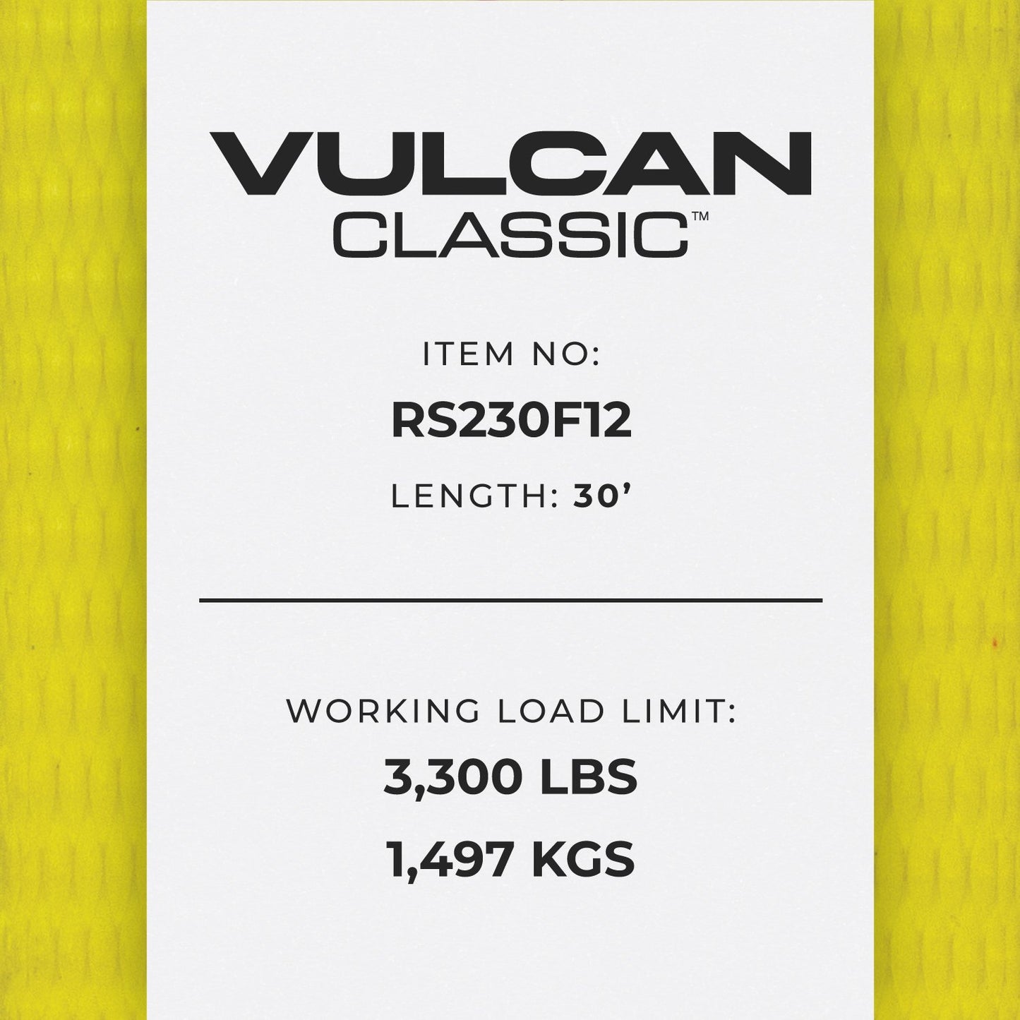 VULCAN Ratchet Strap with Flat Hooks - 2 Inch x 30 Foot - 8 Pack - Classic Yellow - 3,300 Pound Safe Working Load