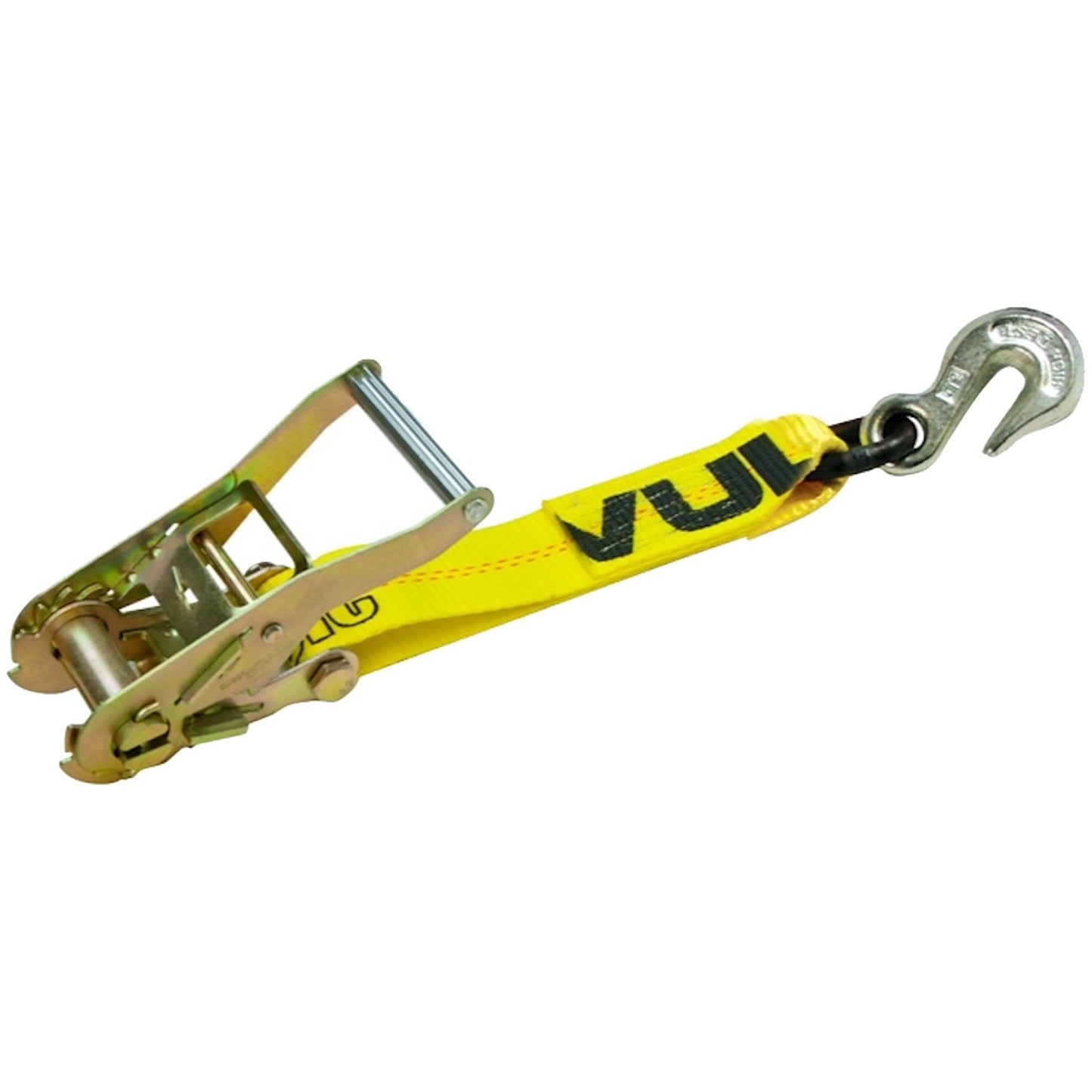 VULCAN Ratchet Strap with Snap Hooks - 2 Inch x 30 Foot - Classic Yellow - 3,300 Pound Safe Working Load