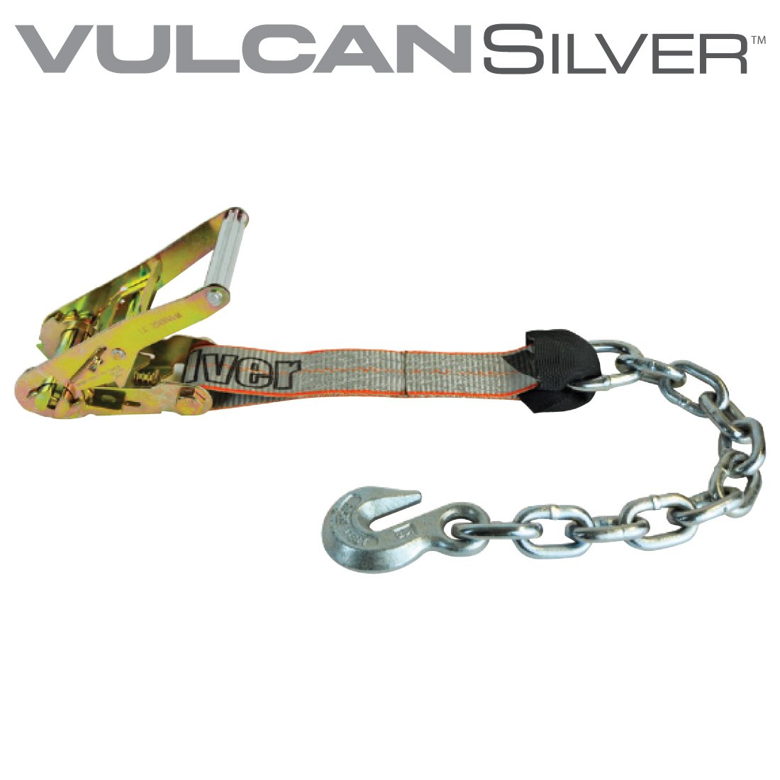 VULCAN Ratchet Short End with Chain Anchor - Silver Series - 3,600 Pound Safe Working Load