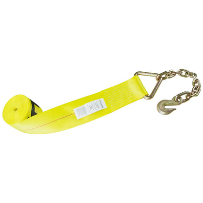 VULCAN Ratchet Strap with Chain Anchors - 4 Inch x 27 Foot - Classic Yellow - 5,400 Pound Safe Working Load