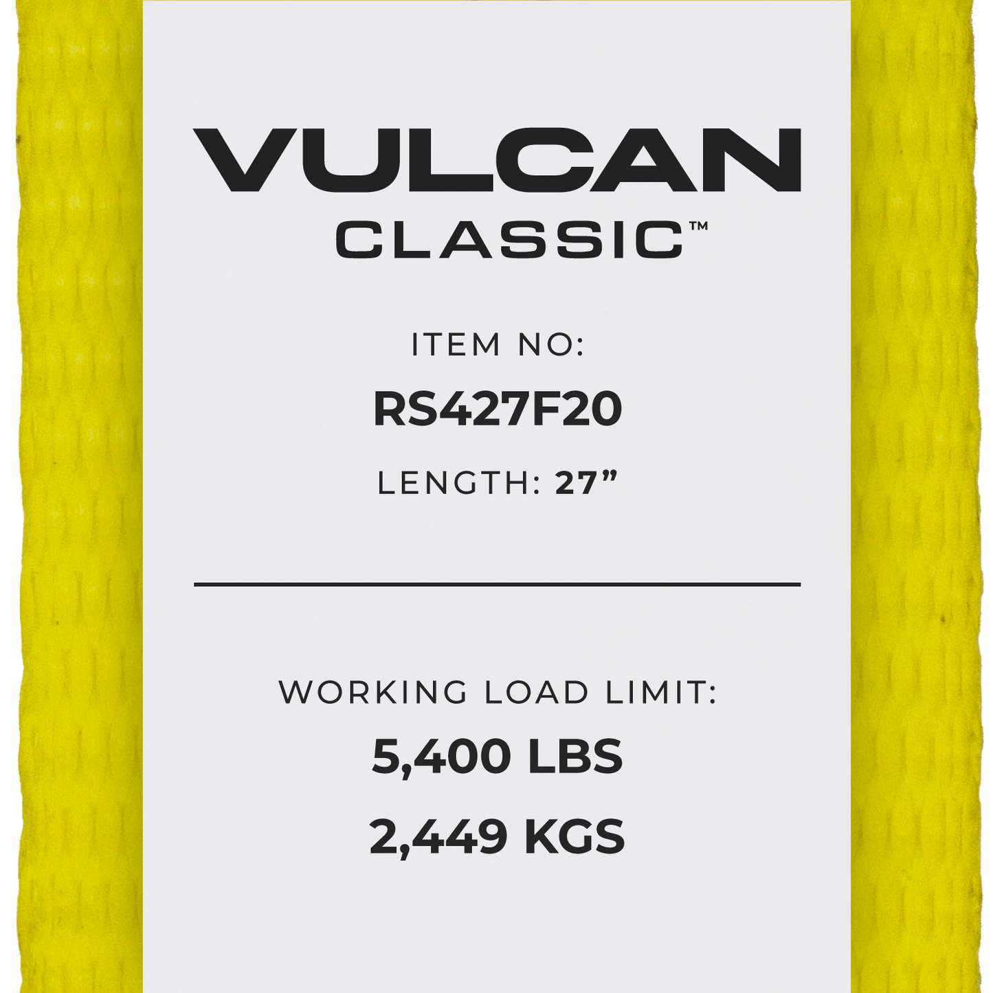 Scratch And Dent VULCAN Ratchet Strap with Flat Hooks - 4 Inch x 27 Foot - Classic Yellow - 5,400 Pound Safe Working Load