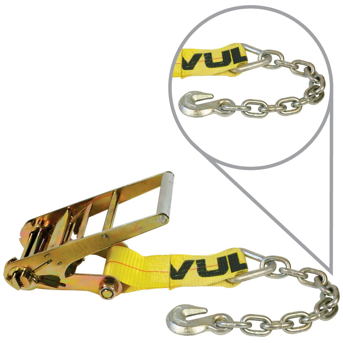 VULCAN Ratchet Strap Short End with Chain Anchor - 4 Inch