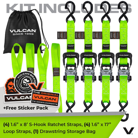 VULCAN Ratchet Strap Tie Down Kit - 1.6