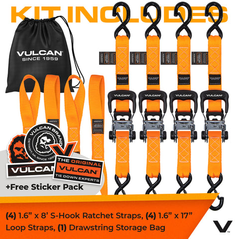 VULCAN Ratchet Strap Tie Down Kit - 1.6