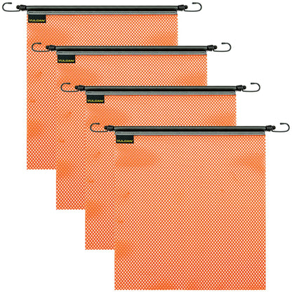 VULCAN Safety Flag with Stretch Cord - Bright Orange - Mesh Construction - 18 Inch x 18 Inch - 4 Pack