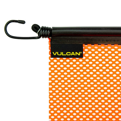 VULCAN Safety Flag with Stretch Cord - Bright Orange - Mesh Construction - 18 Inch x 18 Inch - 4 Pack