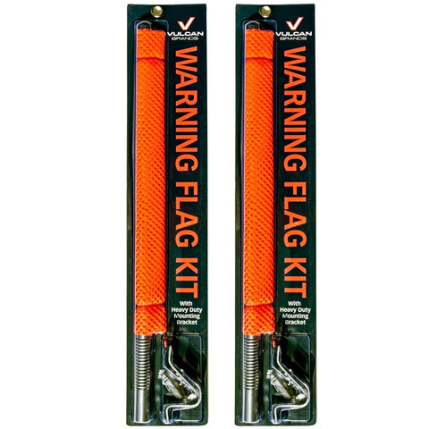 VULCAN Heavy Duty Spring Warning Flag Kit with Universal Mounting Bracket - Mesh Construction - 18 Inch - 2 Pack