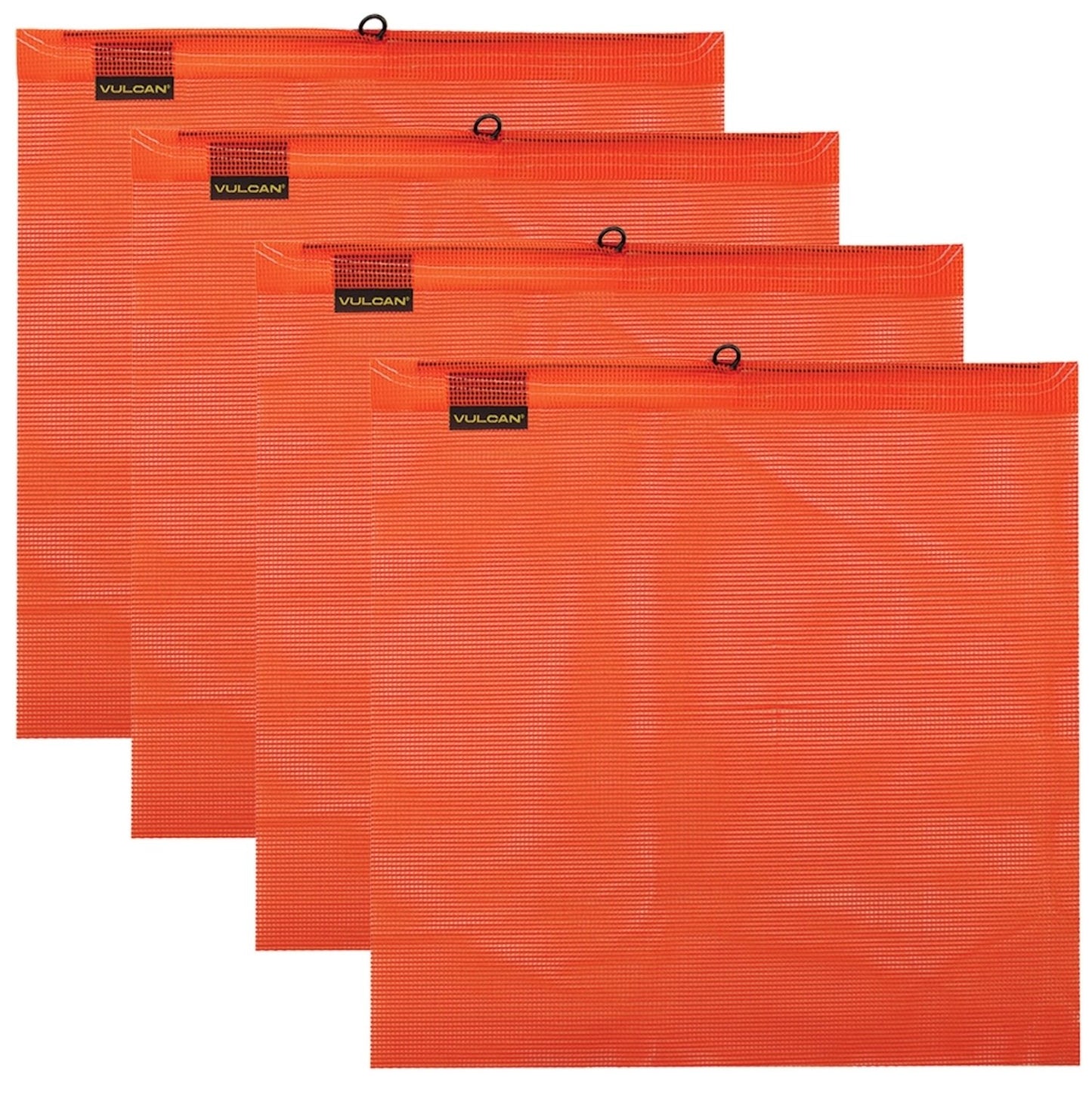 VULCAN Safety Flag with Wire Loop -  Bright Orange - Vinyl Coated Polyester Construction - 18 Inch x 18 Inch - 4 Pack