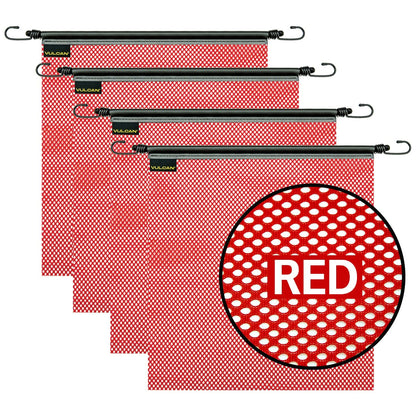 VULCAN Red Safety Flag With Stretch Cord For Wide And Oversize Load Marking (18'' x 18'' - Mesh Construction - Pack of 4)