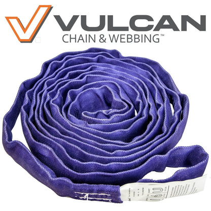 VULCAN Round Sling - Light Duty - 6 Foot - Purple - Safe Working Load of 2,600 lbs. (V), 2,100 lbs. (C) and 5,200 lbs. (B)