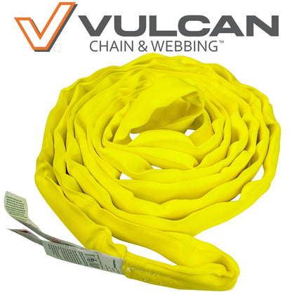 VULCAN Round Sling - Medium Duty - 10 Foot - Yellow - Safe Working Load of 8,400 Lbs. (V) - 6,700 Lbs. (C) and 16,800 Lbs. (B)