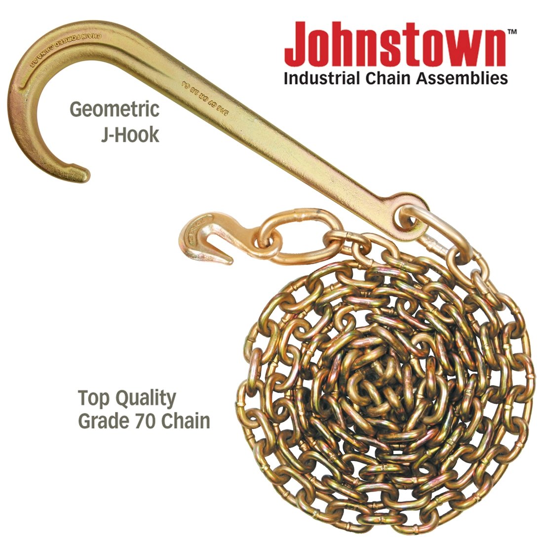 Johnstown Tow Chains - Forged Long J-Hook - Grade 70