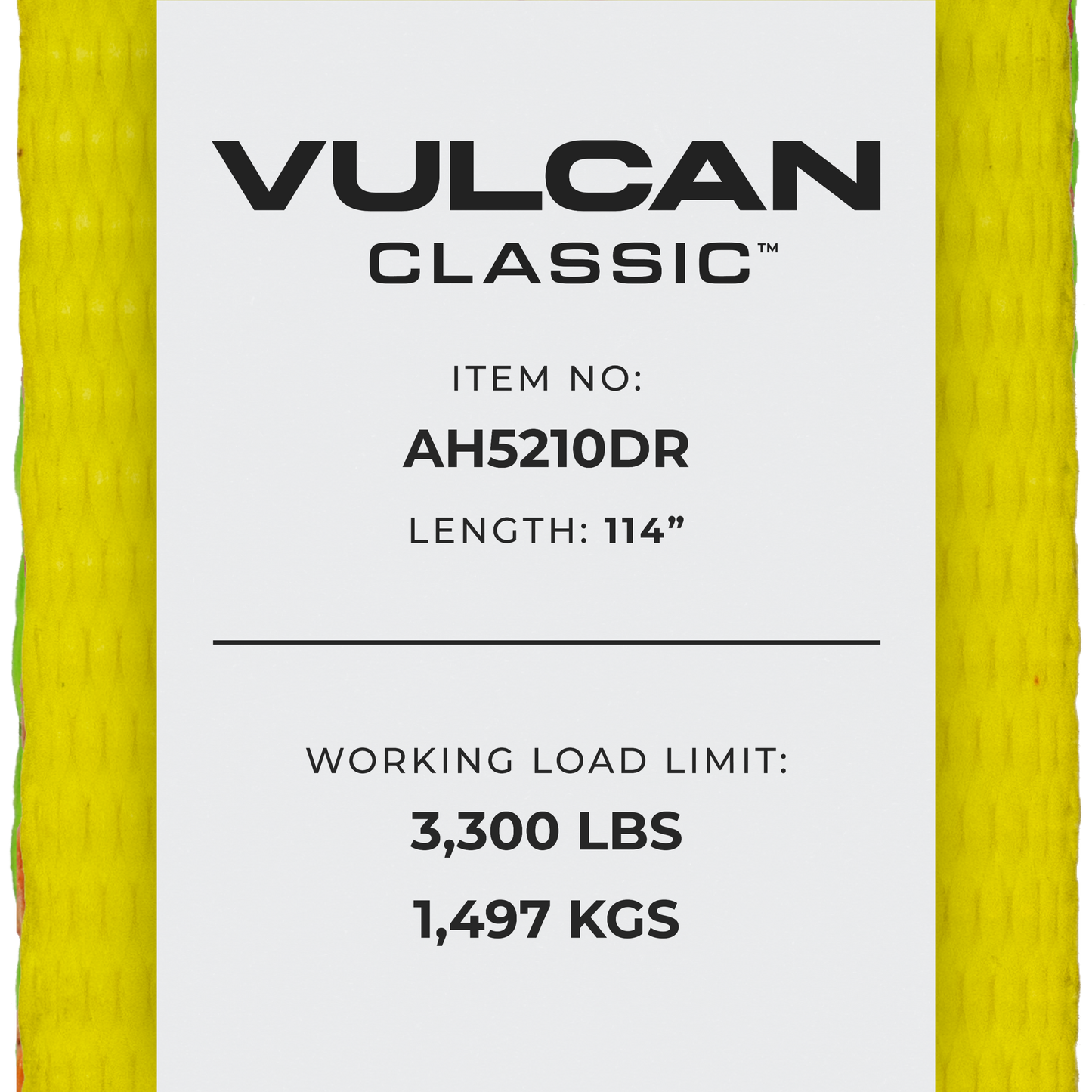 VULCAN Axle Tie Down Combo Strap with Snap Hook Ratchet - 2 Inch x 114 Inch - 4 Pack - Classic Yellow - 3,300 Pound Safe Working Load