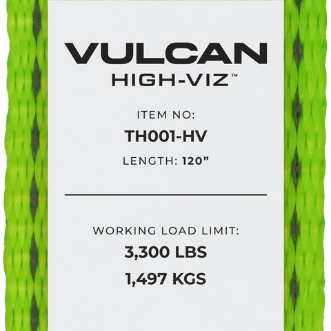 VULCAN Car Tie Down - Rolling Idler 3-Cleat - 120 Inch - 4 Pack - High-Viz - 3,300 Pound Safe Working Load