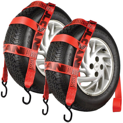 VULCAN Wheel Dolly Tire Strap with S Hooks - Basket Style - 78 Inch - 2 Pack - Classic Red - 1,665 Pound Safe Working Load