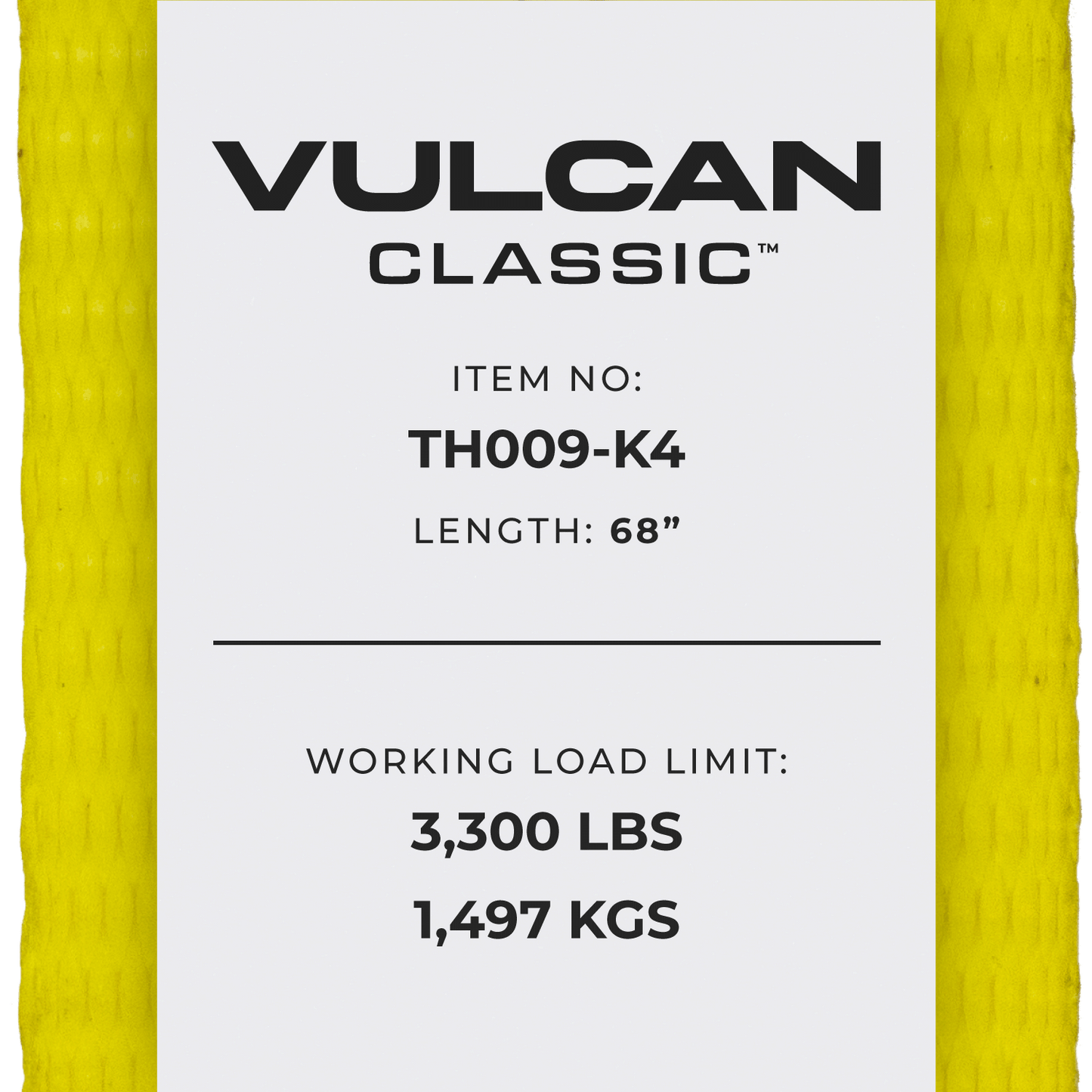 VULCAN Car Tie Down with Snap Hooks - Flat Bed Side Rail - 4 Pack - Classic Yellow - 3,300 Pound Safe Working Load