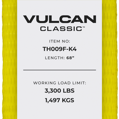 VULCAN Car Tie Down with Flat Hooks - Flat Bed Side Rail - 3,300 Pound Safe Working Load