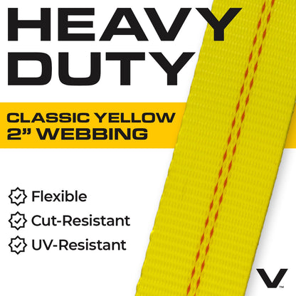 VULCAN Lasso Style Auto Tie Down with Chain Anchors - 2 Inch x 96 Inch, 4 Pack - 3,300 Pound Safe Working Load