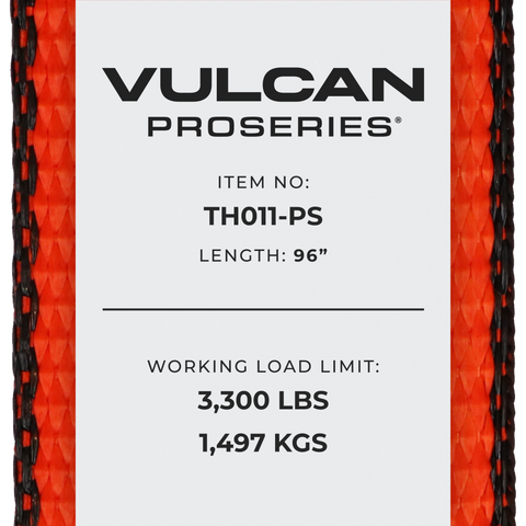 VULCAN Car Tie Down with Chain Anchors - Lasso Style - 2 Inch x 96 Inch - 4 Pack - PROSeries - 3,300 Pound Safe Working Load