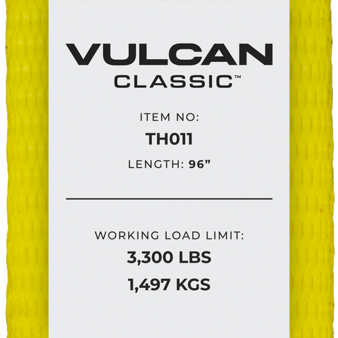 VULCAN Wheel Dolly Tire Harness with Universal O-Ring - Lasso Style - 2 Inch x 96 Inch - Classic Yellow - 3,300 Pound Safe Working Load