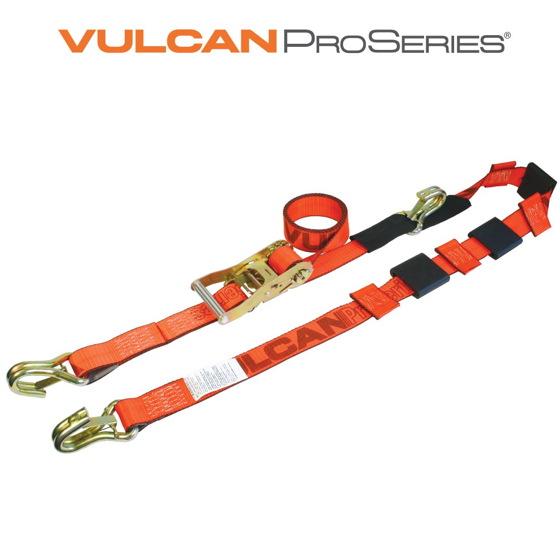 VULCAN Autohauler Car Tie Down with J Hooks - Sliding Idler 3-Cleat - 120 Inch - 1,600 Pound Safe Working Load